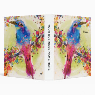 Classeur Aquarelle à fleurs d'ornithologie dorée