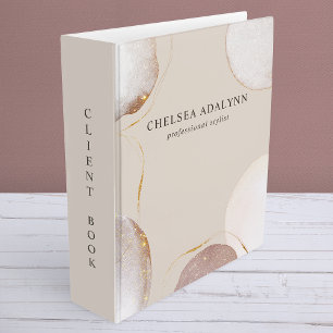 Classeur Aquarelle Abstraite Luxe Élégant Paillettes Or