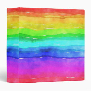 Classeur Aquarelle Abstraite Peint Rayures arc-en-ciel