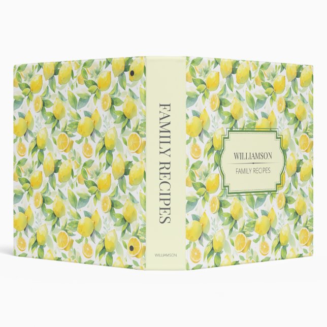 Classeur Aquarelle au citron chic champêtre jaune vert (Arrière-plan)