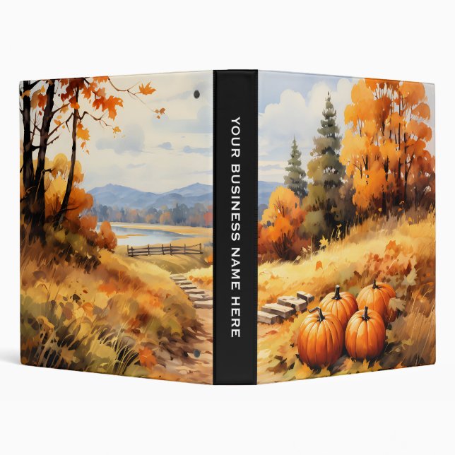 Classeur Aquarelle Automne Citrouille de route en chute Feu (Arrière-plan)