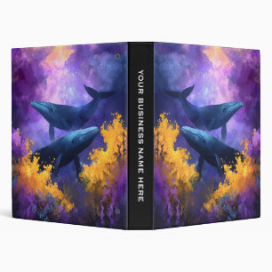 Classeur Aquarelle Baleines Jardin Océan Abstrait