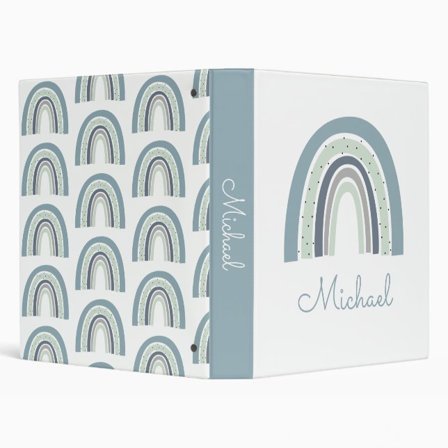 Classeur Aquarelle bleu arc-en-ciel Personnalisé bébé garço (Arrière-plan)