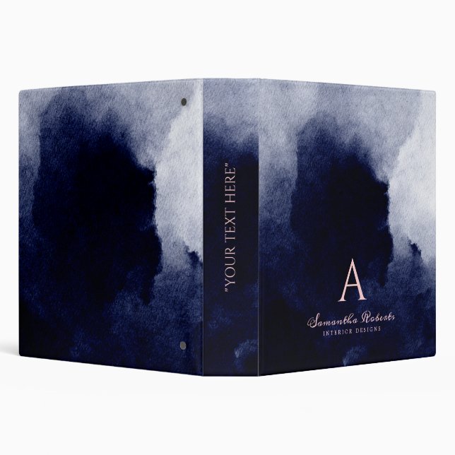 Classeur Aquarelle bleu marine Chic Aquarelle rose pâle (Arrière-plan)