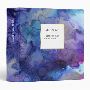 Classeur Aquarelle bleue et éclaboussure pourpre