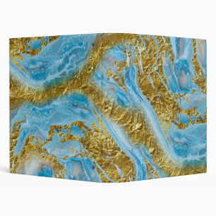 Classeur Aquarelle bleue Marbre et or Foil