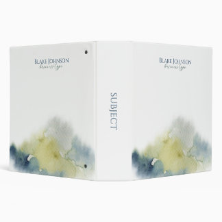 Classeur Aquarelle bleue personnalisée pour entreprise