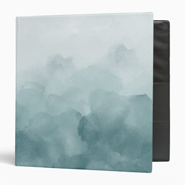 Classeur Aquarelle bleue turquoise tropicale (Devant/Intérieur)