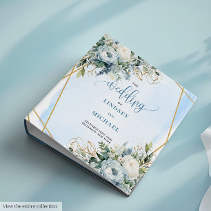 Classeur Aquarelle Boho Dusty Blue Floral Mariage