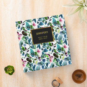 Classeur Aquarelle botanique motif floral personnel