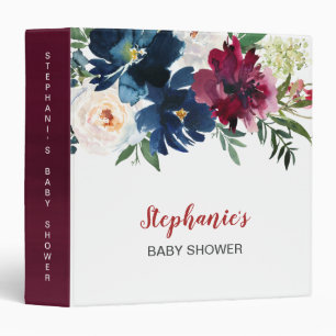 Classeur Aquarelle Bourgogne Baby shower des fleurs de la m
