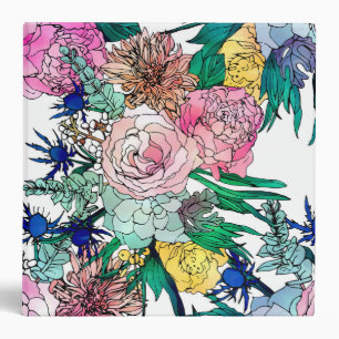 Classeur Aquarelle colorée élégante Motif Floral