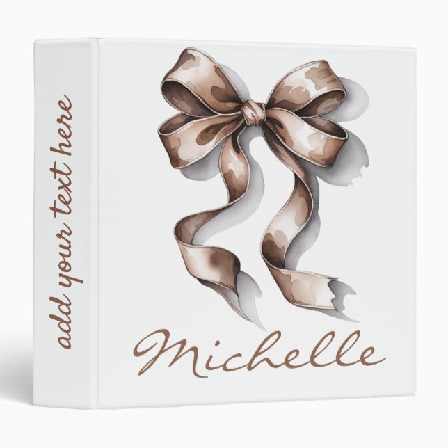 Classeur Aquarelle Coquette Bow Fille féminine tendance (Devant/Côté)