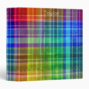 Classeur Aquarelle couleur plaid moderne Artsy Arc-en-ciel