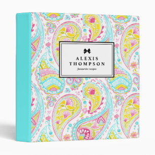 Classeur Aquarelle couleur vive Pastel Paisley Motif
