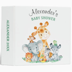 Classeur Aquarelle Cute Safari Jungle Animaux Baby shower