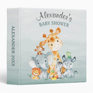 Classeur Aquarelle Cute Safari Jungle Animaux Baby shower