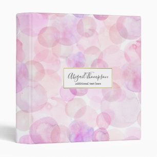 Classeur Aquarelle de bulle rose mignonne Motif Monogramme