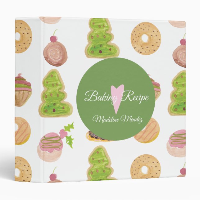 Classeur Aquarelle Donuts Christmas Recette (Devant/Côté)