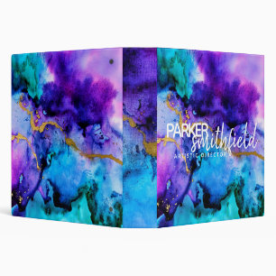 Classeur Aquarelle dorée bleu pourpre