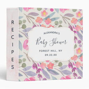 Classeur Aquarelle Dreamy Floral Recette baby shower