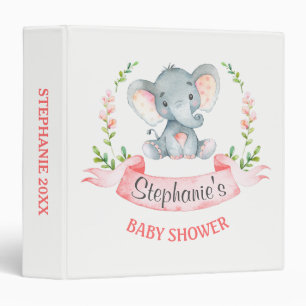 Classeur Aquarelle Elephant Girl Baby shower photo Album