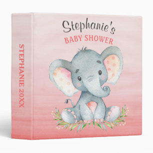 Classeur Aquarelle Elephant Girl Baby shower photo Album