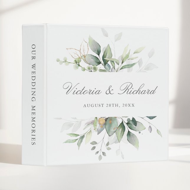 Classeur Aquarelle Eucalyptus Mariage élégant (Plan your dream wedding with this gorgeous and practical watercolor eucalyptus binder.)