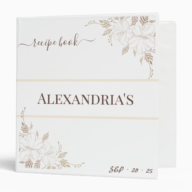 Classeur Aquarelle Fancy Lines Douche Recette 3 Cercle Clas (Devant/Intérieur)