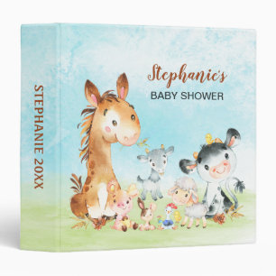Classeur Aquarelle Ferme Animaux Garçon Bébé Douche