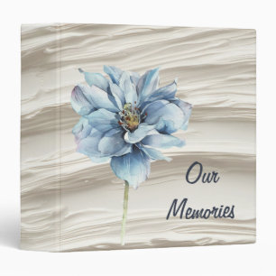Classeur Aquarelle Fleur Bleue Sur Abstrait D'Ivoire Textur