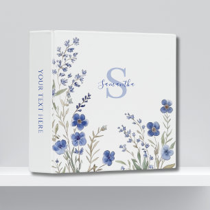 Classeur Aquarelle Fleur sauvage bleu personnalisée