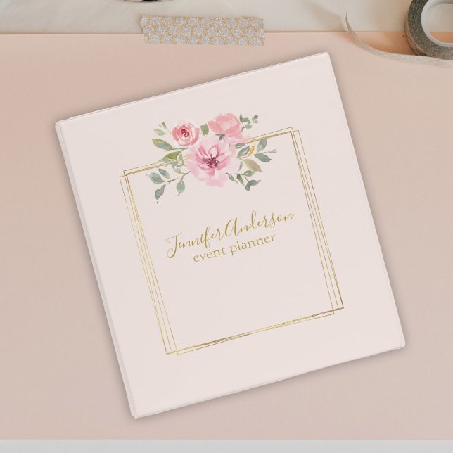 Classeur Aquarelle Fleur sauvage Lush Blush Rose Floral (Créateur téléchargé)