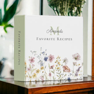 Classeur Aquarelle Fleur sauvage Recettes Favorites Stylish