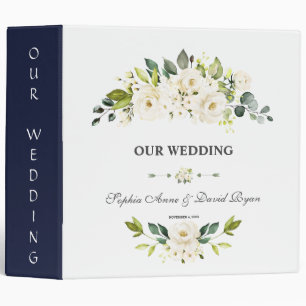 Classeur Aquarelle Fleurs blanches Album de mariage