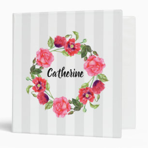 Classeur Aquarelle Fleurs rouges et roses Conception de cou