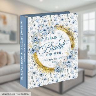 Classeur Aquarelle Fleurs Sauvages Bleu Clair Or Mariage