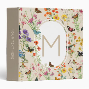 Classeur Aquarelle Fleurs sauvages & papillons Jardin Flora