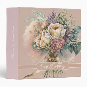 Classeur Aquarelle Floral Beige Wedding planner