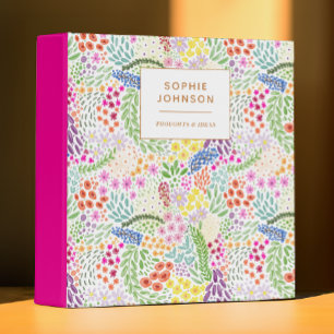 Classeur Aquarelle Floral Joli Personnalisé Coloré