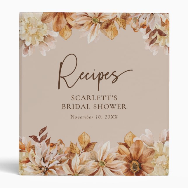 Classeur Aquarelle Floral Recette (Devant)