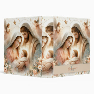 Classeur Aquarelle florale personnalisée Bébé Jésus Nativit
