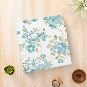 Classeur Aquarelle Florale Turquoise Vert Olive