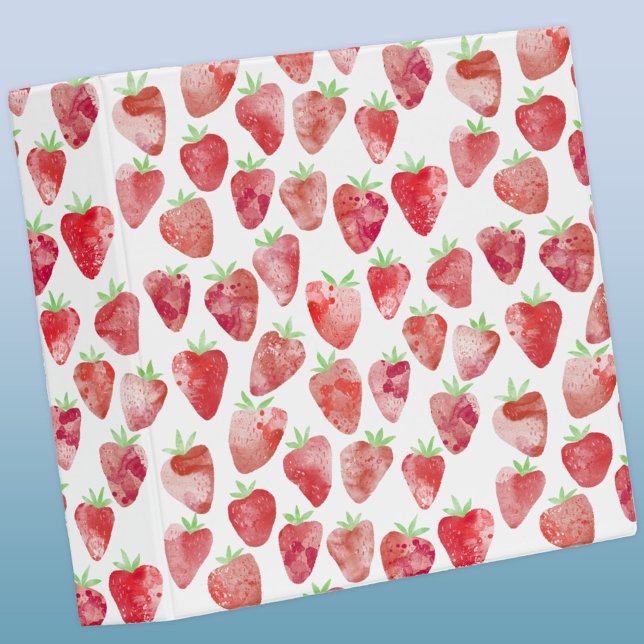 Classeur Aquarelle fraise (Watercolor strawberry pattern 3 ring binder)