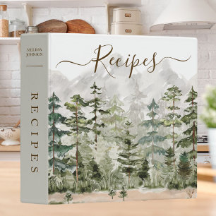 Classeur Aquarelle Green Pine Forest Livre de cuisine Recet