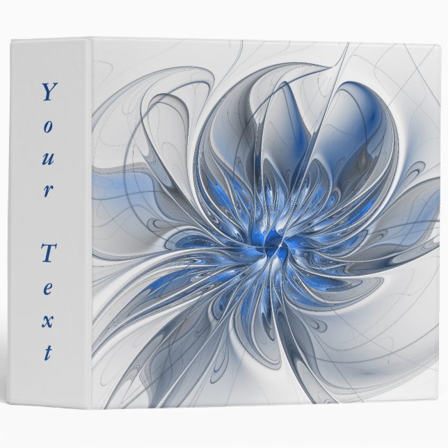 Classeur Aquarelle gris bleu Abstrait Fractal (Devant/Côté)