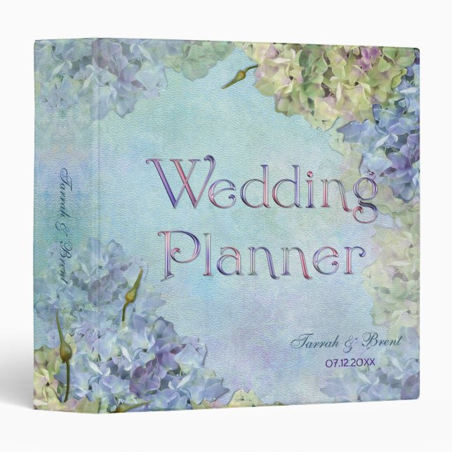 Classeur Aquarelle Hydrangea Wedding planner - Personnalise (Devant/Côté)