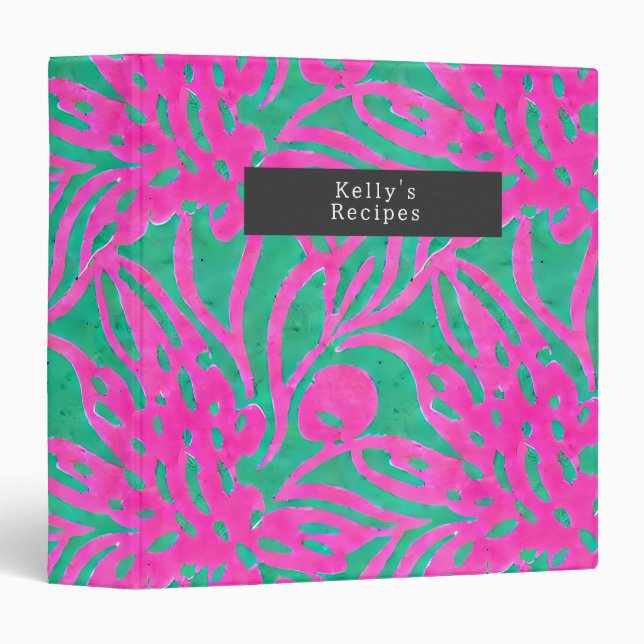 Classeur Aquarelle inspirée rose Aqua Damask Floral (Devant/Côté)
