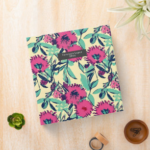 Classeur Aquarelle inspirée rose + vert Botanique Floral