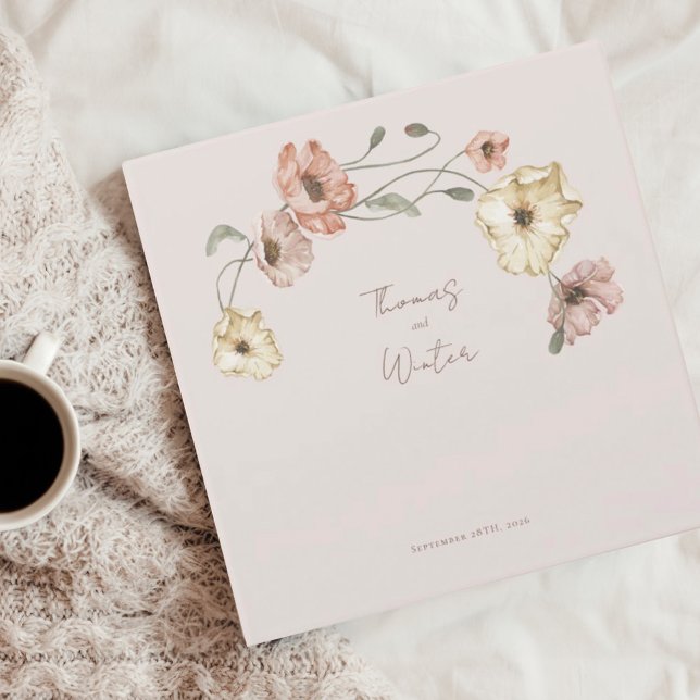 Classeur Aquarelle Islande Fleurs de pavot Mariage Planer (Watercolor Iceland Poppy Flowers Wedding Planer 3 Ring Binder)